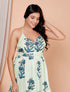 Mint Green Fit & Flare Mini Dress with Blue Floral Embroidery